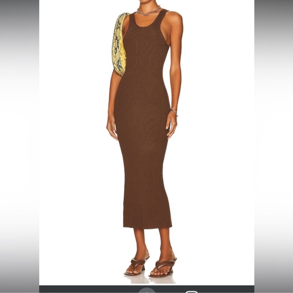 TOTÊME Ribbed Curved Compact Knit Midi Dress Sz M